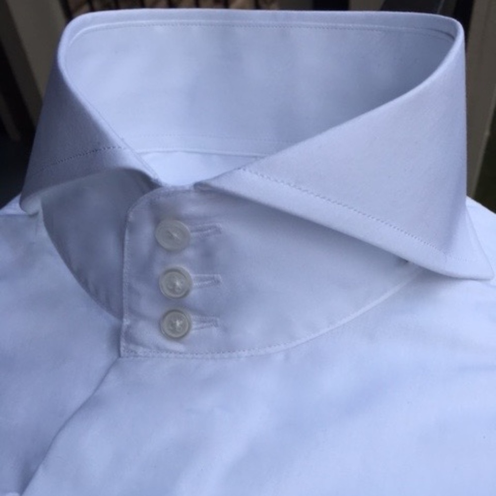 MorCouture 3 Button White Cutaway High Collar Shirt
